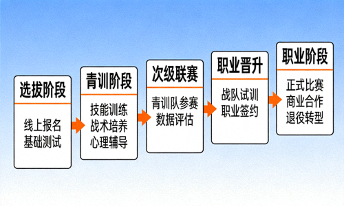爱游戏体育电竞人才培养体系示意图，展示从选拔到职业的完整路径