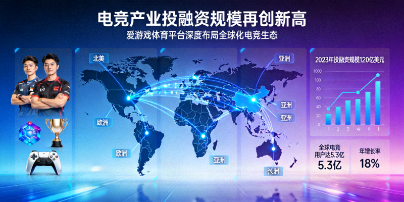 电竞产业投融资规模再创新高，爱游戏体育平台深度布局全球化电竞生态主题图，展示全球电竞网络与数据增长